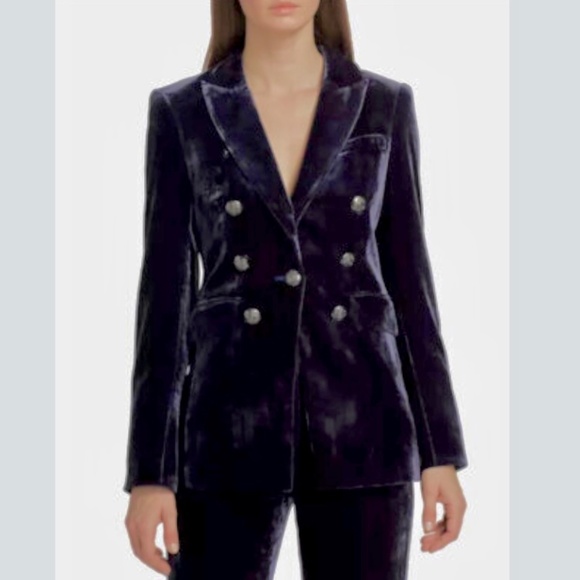 Veronica Beard Gaya Velvet Dickey Jacket in Navy - Picture 8 of 8